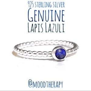 925 Sterling Silver Lapis Lazuli Bead Ring